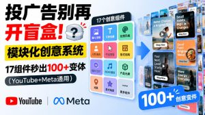投广告别再开盲盒!模块化创意系统,17组件秒出100+变体(YouTube+Meta通用)【原创双语字幕】-KJ分享