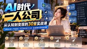 【无水印】AI时代一人公司30堂实战课:从商业认知+产品定位+AI工作流到个人IP、私域获客与变现全流程-KJ分享