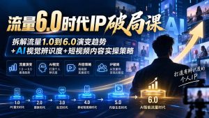 流量6.0时代IP破局课:拆解流量1.0到6.0演变趋势+AI视觉辨识度+短视频内容实操策略-KJ分享