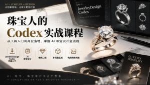 珠宝人的Codex实战课程｜JewelryDesign Codex安装入门、AI珠宝设计、爆款二创、多视图生成、电商精修海报全链路教学-KJ分享