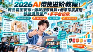 2026AI带货进阶教程：商品套图制作+爆款视频拆解+创意深度复刻+智能混剪量产+多平台投放-KJ分享