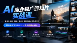 AI商业级广告短片实战课，覆盖从文案、脚本、素材生成到剪辑成片的全流程，帮你做出可对外交付的商业质感AI短片-KJ分享