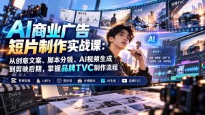 AI商业广告短片制作实战课：从创意文案、脚本分镜、AI视频生成到剪映后期，掌握品牌TVC制作流程-KJ分享