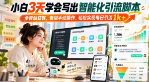 小白3天学会写出智能化引流脚本，全自动获客，告别手动操作，轻松实现每日引流1k+-KJ分享