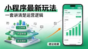 微信小程序最新玩法   四种收益来源，单日收入400+-KJ分享