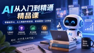 AI从入门到精通精品课，零基础学AI，从工具操作到变现、职场提效一次学完-KJ分享