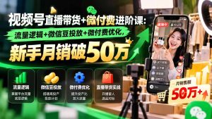 视频号直播带货+微付费进阶课-更新1010：流量逻辑+微信豆投放+微付费优化，新手月销破50万-KJ分享