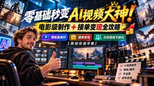 零基础秒变AI视频大神！电影级制作 + 接单变现全攻略，模板直接抄，社区陪练不踩坑【原创双语字幕】-KJ分享