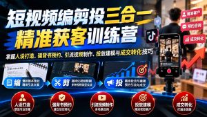 短视频编剪投三合一精准获客训练营：掌握人设打造、强背书预约、引流视频制作、投放建模与成交转化技巧-KJ分享