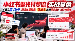 小红书聚光付费流实战复盘｜小团队蓝V账号，测试放量复盘，低成本跑通单月50‑100W营收【文档】-KJ分享