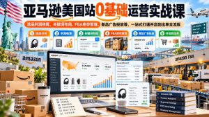 亚马逊美国站0基础运营实战课｜选品利润核算、关键词布局、FBA库存管理、新品广告投放等，一站式打通开店到出单全流程-KJ分享