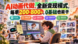 AI动画代做，全新变现模式，每单200-800+，0基础也能干【揭秘】-KJ分享